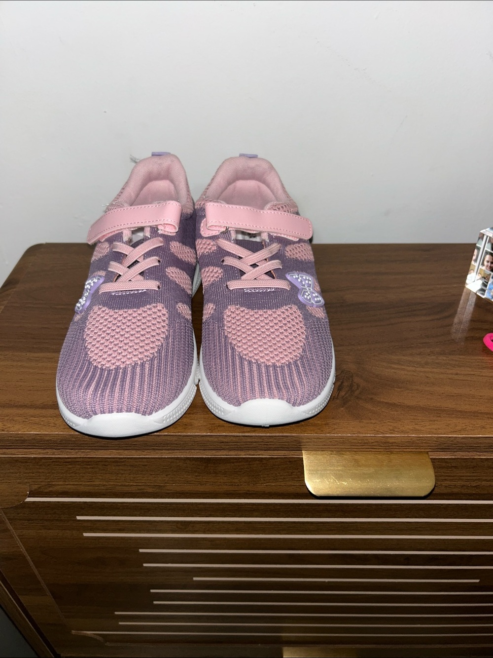 Girls Pink and Lavender Hook-and-Loop Sneakers